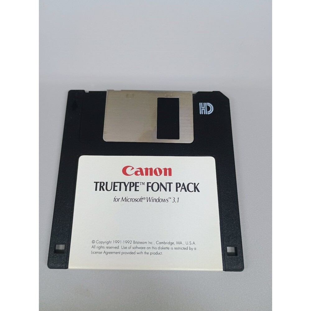 Canon TrueType Font Pack Software for Microsoft Windows 3.1 Floppy Disk HD